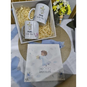 Kit Caixa e Canecas Personalizadas para Batizado - Artesanato e Personalizados