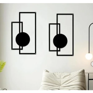 Kit 2 Quadros Geométricos Minimalistas em MDF 43 x 25 cm - Artesanato e Personalizados