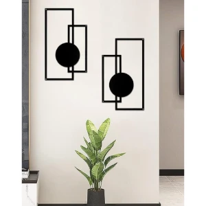 Kit 2 Quadros Geométricos Minimalistas em MDF 43 x 25 cm - Artesanato e Personalizados