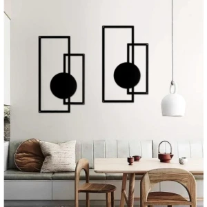 Kit 2 Quadros Geométricos Minimalistas em MDF 43 x 25 cm - Artesanato e Personalizados