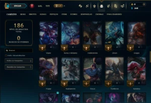 Unranked com 80 Champs e 9 Skins - League of Legends LOL