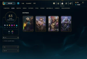 Platina 1 com 115 Champs e 63 Skins ( MAIN SUP ) - League of Legends LOL