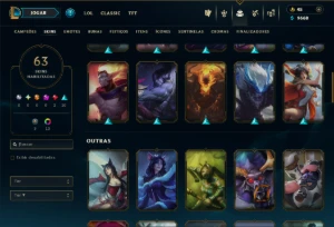 Platina 1 com 115 Champs e 63 Skins ( MAIN SUP ) - League of Legends LOL