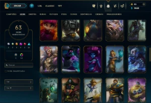 Platina 1 com 115 Champs e 63 Skins ( MAIN SUP ) - League of Legends LOL