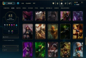 Platina 1 com 115 Champs e 63 Skins ( MAIN SUP ) - League of Legends LOL