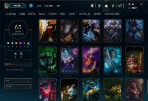 Platina 1 com 115 Champs e 63 Skins ( MAIN SUP ) - League of Legends LOL