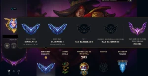 Conta LOL Nv 205 Dimante I soloq/flex, 47 skins e +descrição - League of Legends