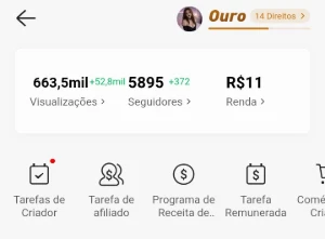 Conta Kwai 6k seguidores monetizando