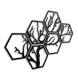 Kit 6 Quadros Árvore Hexagonal em MDF 20 x 18 cm - Artesanato e Personalizados