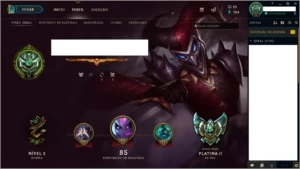 Conta LoL / Elo Platina 2 / 53 campeões / 11 skins - League of Legends