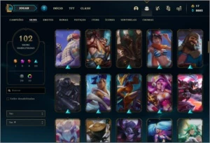 Conta ouro 3 com TODOS os champs e 102 skins - League of Legends LOL
