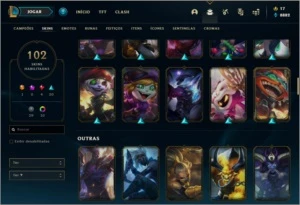 Conta ouro 3 com TODOS os champs e 102 skins - League of Legends LOL