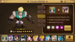Reroll Summoners War lvl10 com Striker Light - Talisman