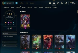 Conta platina 4 com TODOS os champs e 149 Skins - League of Legends LOL