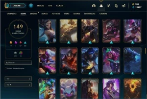 Conta platina 4 com TODOS os champs e 149 Skins - League of Legends LOL