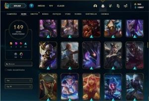 Conta platina 4 com TODOS os champs e 149 Skins - League of Legends LOL