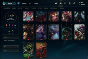 Conta platina 4 com TODOS os champs e 149 Skins - League of Legends LOL