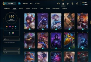 Conta platina 4 com TODOS os champs e 149 Skins - League of Legends LOL