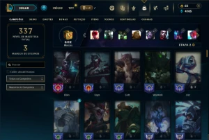 Unranked com 120 Champs e 199 Skins ( MID / TOP / JG ) - League of Legends LOL