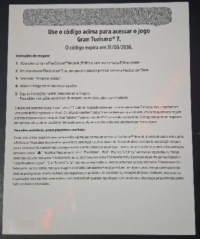 Cartão Presente Gran Turismo 7 PlayStation – Código Digital - Gift Cards