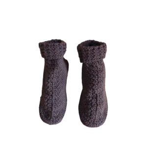 Pantufa de Lã Adulto Marrom 39 - Artesanato e Personalizados
