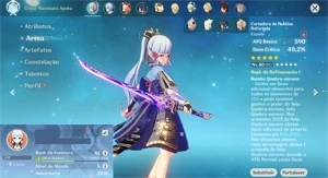 Genshin Impact AR 42 com Ayaka Ayato e Cortadora da Neblina