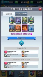 Conta com cartas upadas acima do normal. - Clash Royale