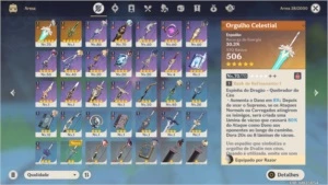 Conta com 3 T5 AR48 2 Armas T5 anúncio diamante - Genshin Impact