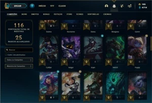 Conta prata 4 com 65 Champs e 38 Skins (2 Ultimates) - League of Legends LOL