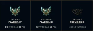 Conta lol,platina3,92skins,todos os campeões - League of Legends