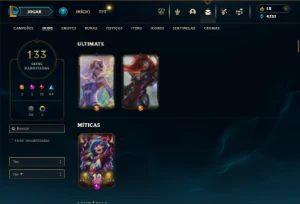 Ouro 3 com 150 Champs e 133 Skins + 3 Vitoriosas - League of Legends LOL