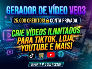 Gerador de vídeos VEO3 - 25.000 créditos ultra para 10 dias