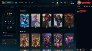 Conta LOL Platina 4 com 669 Skins + conta valorant - League of Legends