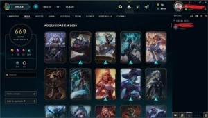 Conta LOL Platina 4 com 669 Skins + conta valorant - League of Legends
