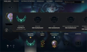 Conta platina 4 67% wr 29W 14L - League of Legends LOL
