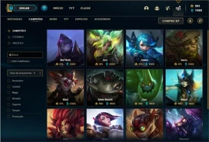 Conta Platina 1 com 150 Champs e 141 Skins + 1 Prestigio - League of Legends LOL