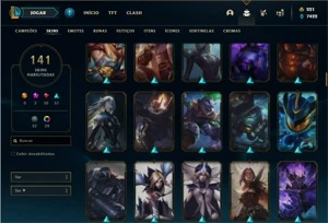 Conta Platina 1 com 150 Champs e 141 Skins + 1 Prestigio - League of Legends LOL
