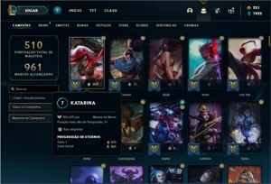 Conta Platina 1 com 150 Champs e 141 Skins + 1 Prestigio - League of Legends LOL