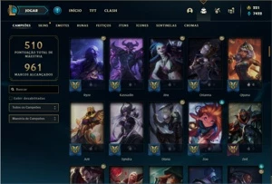 Conta Platina 1 com 150 Champs e 141 Skins + 1 Prestigio - League of Legends LOL