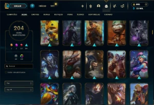 Platina 4 com TODOS os champs e 204 Skins ( MAIN SUP ) - League of Legends LOL