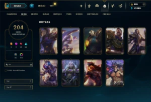 Platina 4 com TODOS os champs e 204 Skins ( MAIN SUP ) - League of Legends LOL