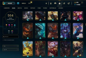 Platina 4 com TODOS os champs e 204 Skins ( MAIN SUP ) - League of Legends LOL