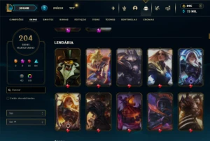 Platina 4 com TODOS os champs e 204 Skins ( MAIN SUP ) - League of Legends LOL