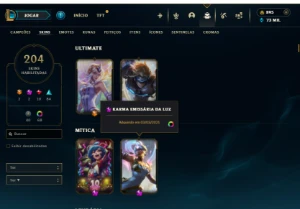 Platina 4 com TODOS os champs e 204 Skins ( MAIN SUP ) - League of Legends LOL