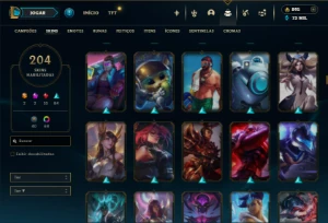 Platina 4 com TODOS os champs e 204 Skins ( MAIN SUP ) - League of Legends LOL