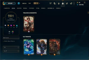 Bronze 1 com TODOS os champs e 281 Skins (mais de 50 Jogos) - League of Legends LOL