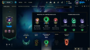 Conta LoL lvl 947 285 skins mmr ouro/plat - League of Legends