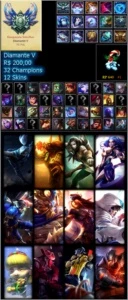 Conta Diamante V 75 LP League of Legends LOL