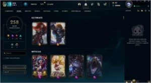 PLATINA 4, 258 SKINS E 148 CHAMPS - League of Legends LOL
