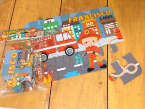 Quebra-cabeça Bombeiro 19 x 13 cm - Artesanato e Personalizados